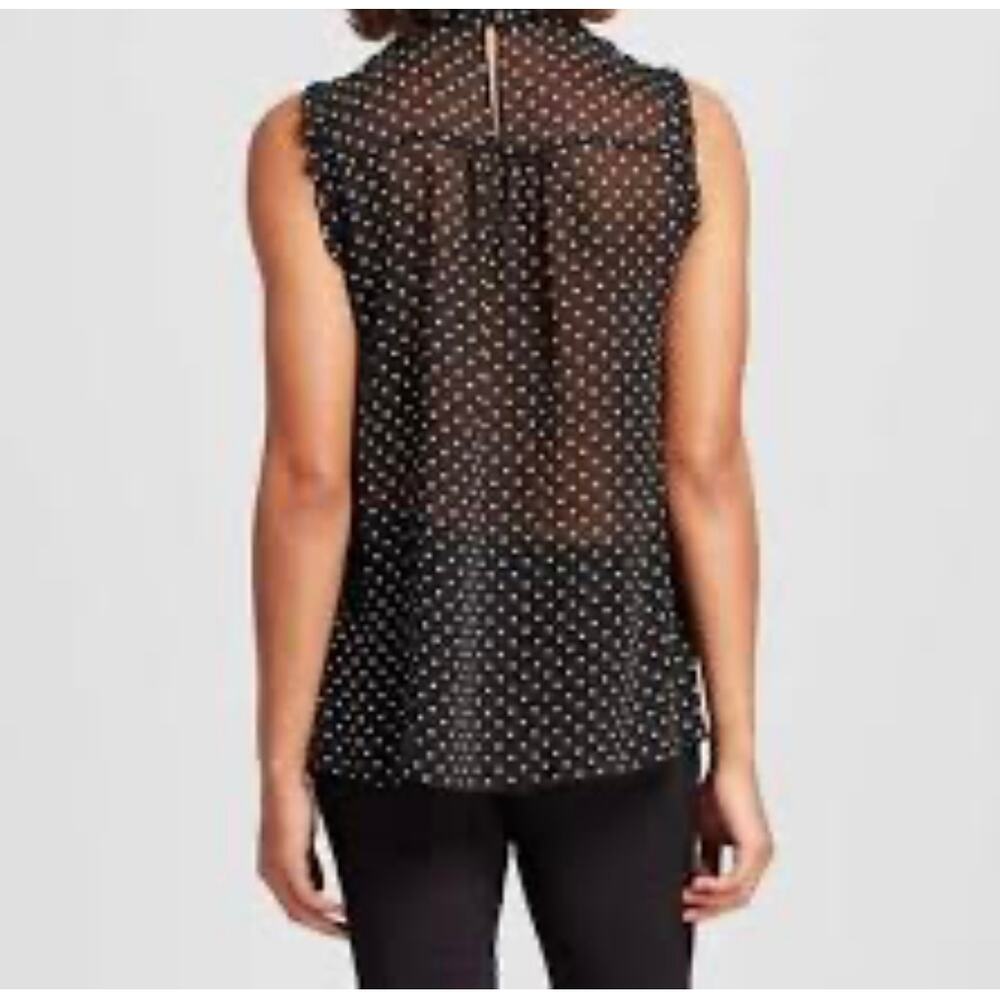 Women’s Ruffle-Trim Chiffon Blouse in Polka Dot - Picture 2 of 13